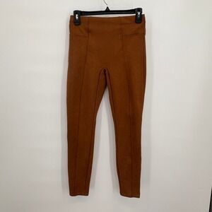 Spanx Faux Suede Leggings Caramel High Rise Shaping Pants Womens S Small Pull On